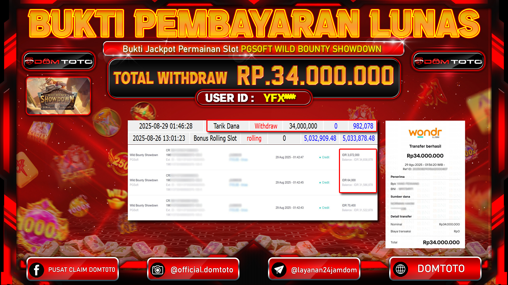 JACKPOT SLOT WILD BOUNTY SHOWDOWN 29 AGUSTUS  2025